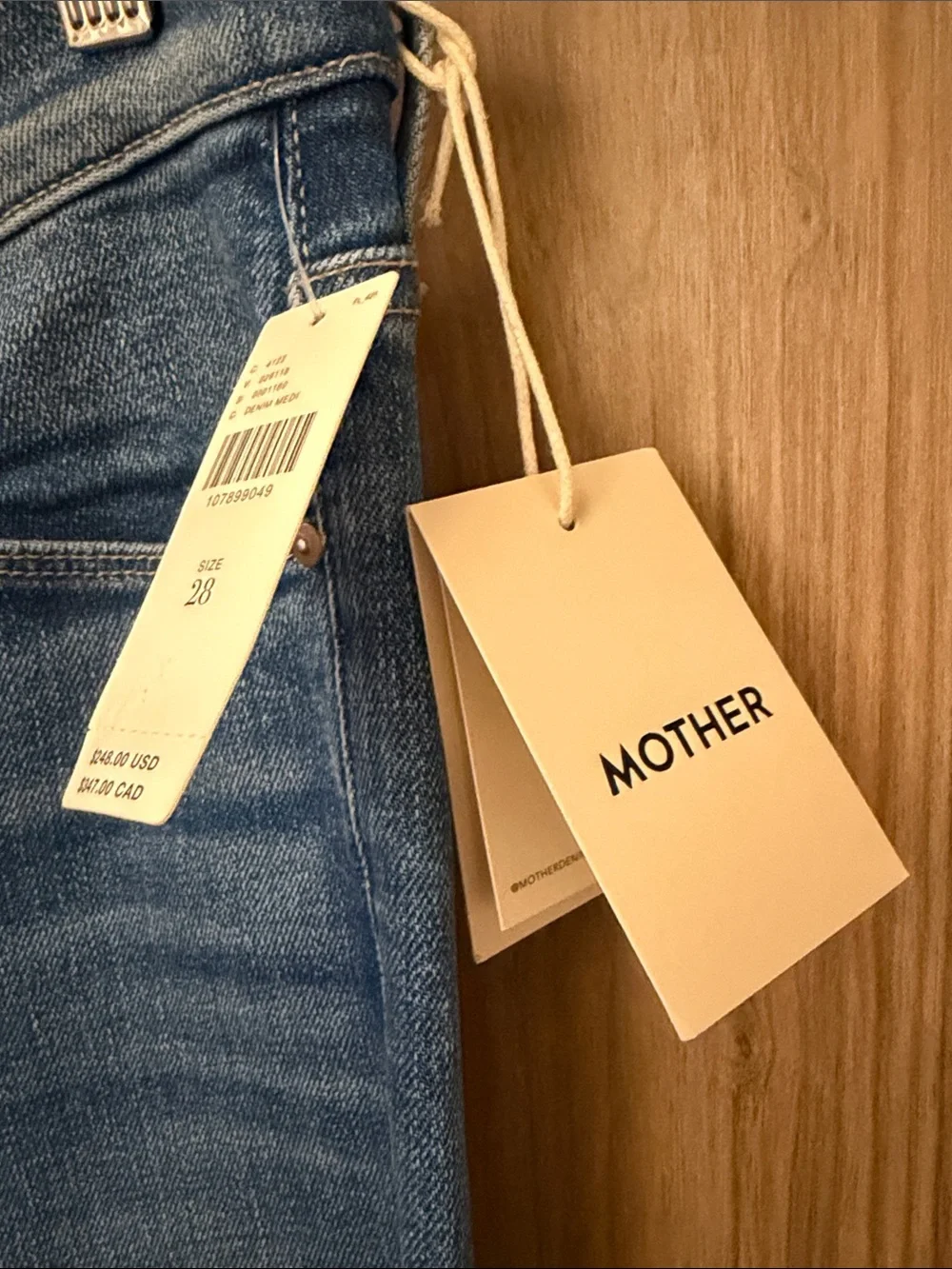 NWT Mother mid rise Dazzler Hover size 28 Straight-Leg in Kissing the Caddy